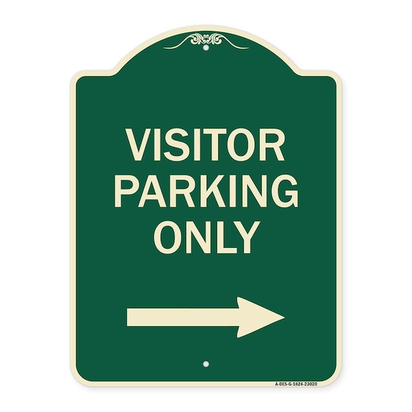 Signmission Reserved Parking Visitor Parking W/ Right Arrow Heavy-Gauge Aluminum Sign, 24" x 18", G-1824-23020 A-DES-G-1824-23020 - main